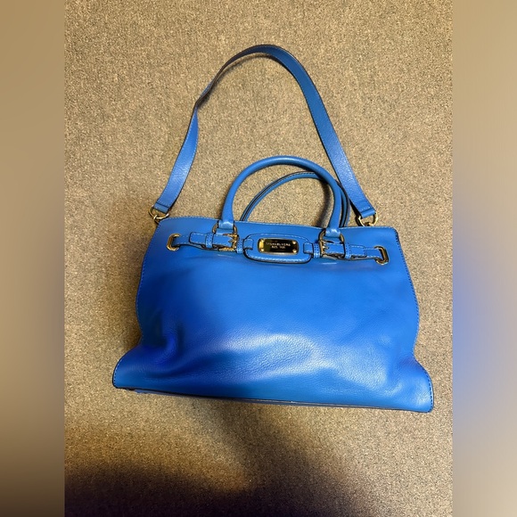 Michael Kors Handbags - Michael Kors Hamilton Large EW Leather Tote Heritage Blue 35F0GHMT3L